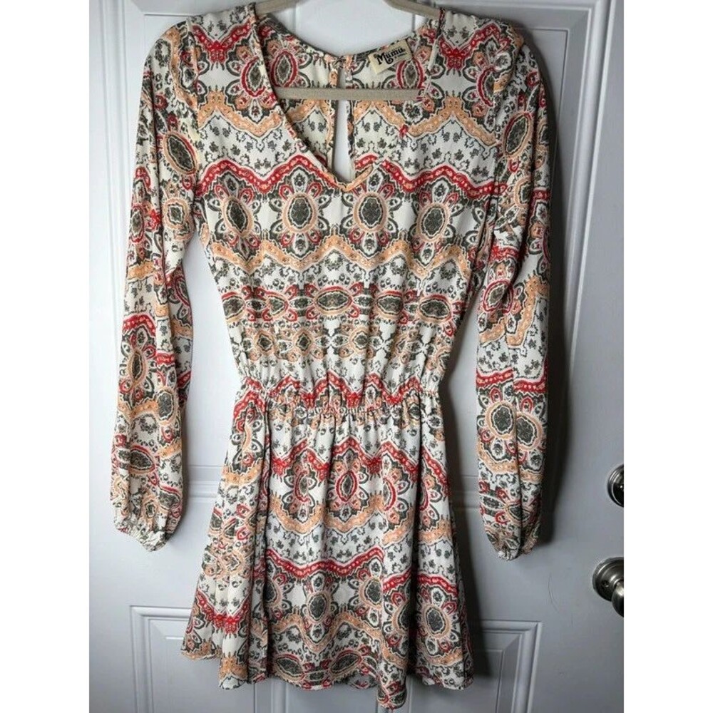 Show Me Your Mumu Paisley Long Sleeve Mini Dress XS Boho